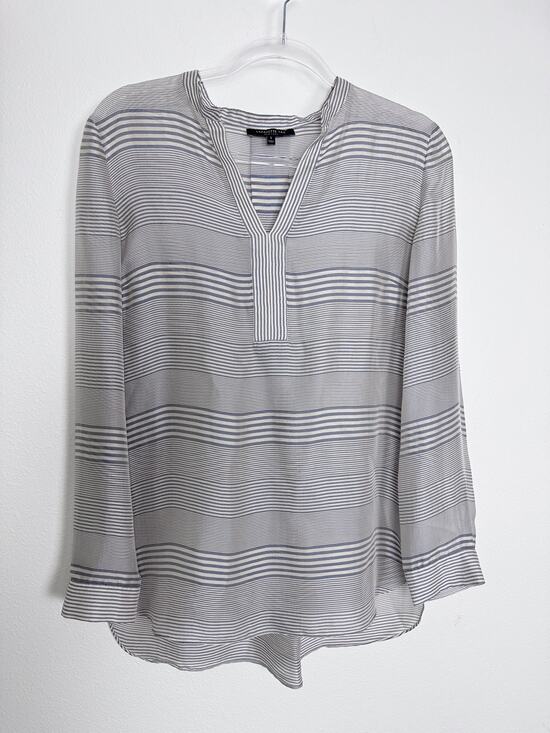 Lafayette 148 New York Tops - Lafayette 148 Blouse Womens Small Blue Stripe Sheer Tunic Top Relaxed